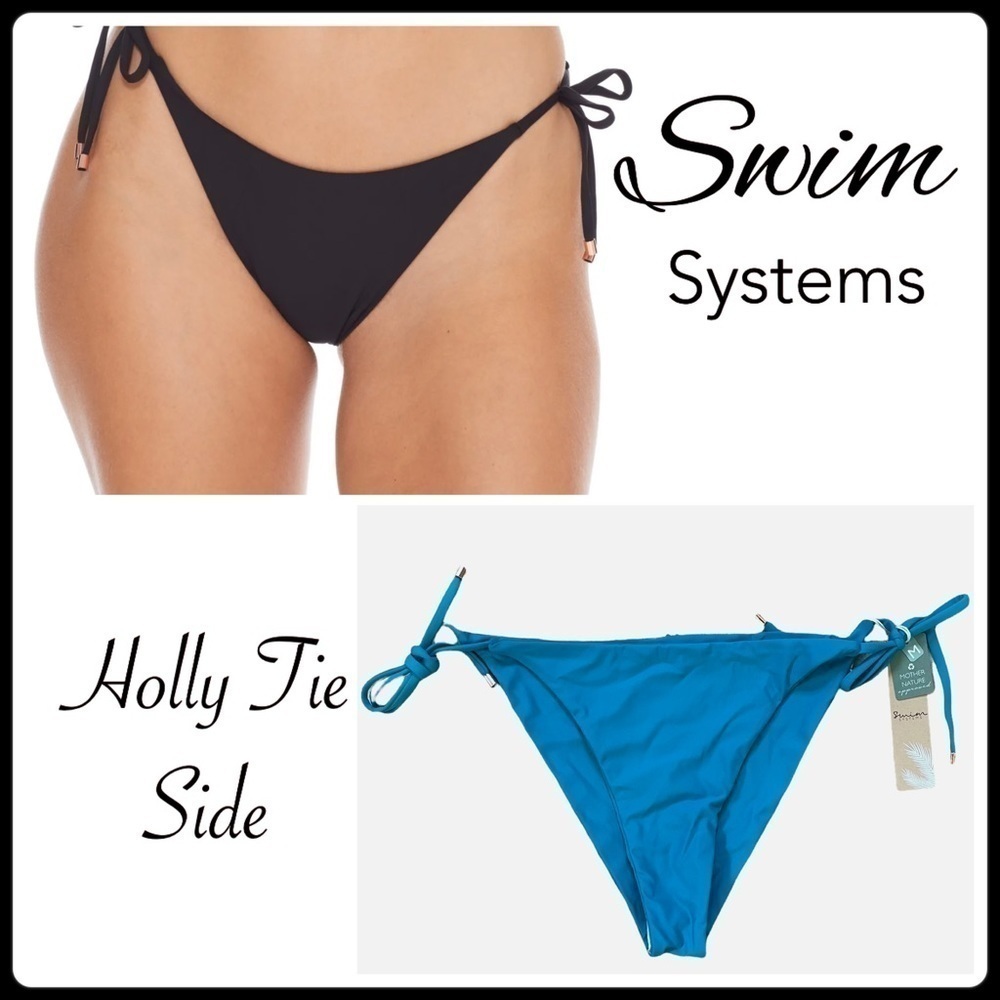 SWIM Systems Holly Tie Side Bikini Bottom in Pacific Blue Size Medium NWT